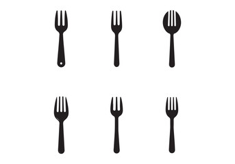 set of fork icon silhouette vector  illustration