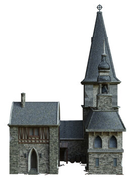 3D rendered medieval building with towers - 3D illustration