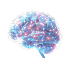 Brain with neural links on transparent Background