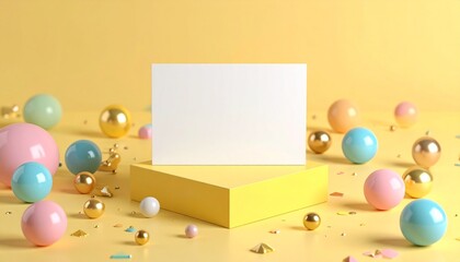 Vibrant Pastel Business Card Mockup  A Colorful 3D Render for Modern Branding