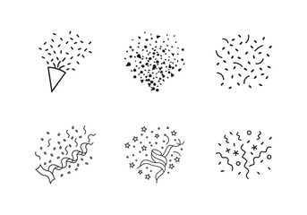 set of confetti line art vector illustration