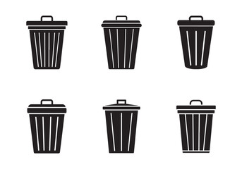garbage bin icon silhouette vector illustration