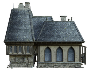 3D rendered medieval building with towers - 3D illustration