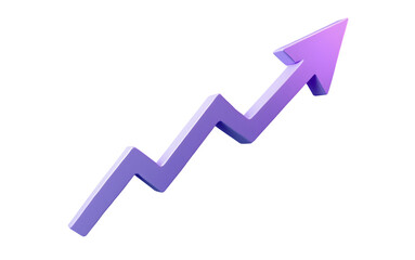 Dynamic purple growth arrow shows upward success and progress in business finance
