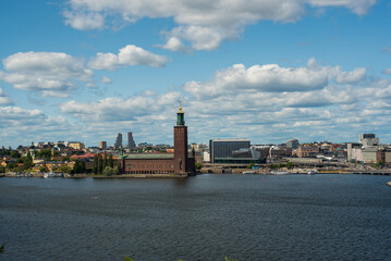 Panoramic view over Stockholm city and river
