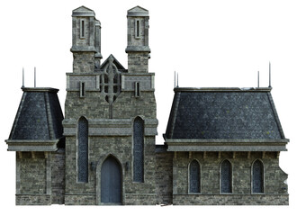 3D rendered medieval building with towers - 3D illustration
