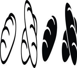Monochrome Loaves  Minimalist Bread Icon Set Featuring Stylized Outline and Solid Forms for Bakery Branding and Culinary Themes