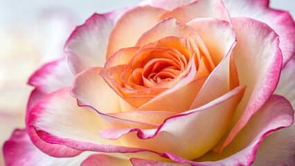 Close up of a bi color rose with pink edges flower