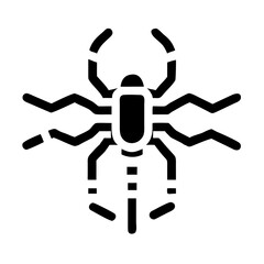 A simple sleek silhouette design of a microscopic nanobot vector ai icon
