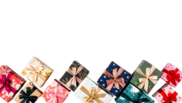 Flags of the world inside a colorful gift box on white background