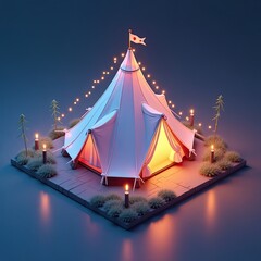 Cozy Teepee Glamping Tent on Wooden Deck for Outdoor Living