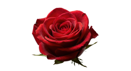 Red Rose With Water Droplets isolated on a transparent background