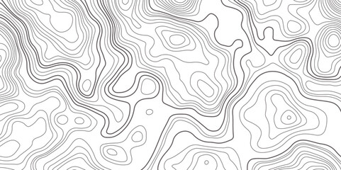 Abstract topographic map contour, white background and black wave lines pattern texture. geographic contour map grid backdrop paper texture. terrain path isolated on a background.