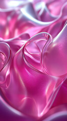 Abstract image of flowing pink and purple translucent fabric with glossy texture, creating soft and elegant visual effect. smooth curves and vibrant colors evoke sense of luxury and fluidity