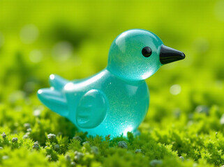 A charming translucent blue resin bird figurine 
