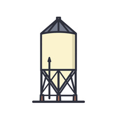Naklejka premium Tall silo holds grains outdoors rural environment drawing