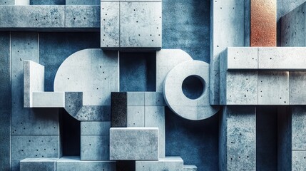 Architectural Concrete Composition: A Minimalist Abstraction of Form and Texture