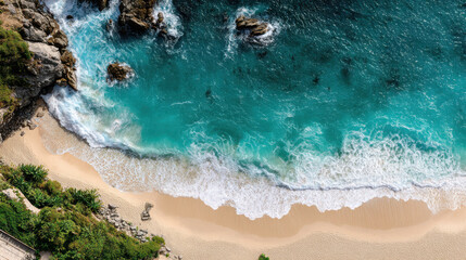 breathtaking aerial view serene beauty of ocean and sea surfaces showcasing vibrant coral reefs and uninhabited