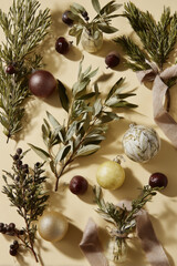 captivating new year  scene featuring traditional holiday decorations against clean solid background