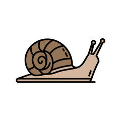 Cartoon snail crawls slowly on white background vector.
