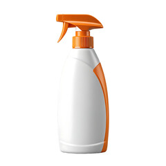Modern white and orange spray bottle with a clean design for household cleaning products isolated on transparent background