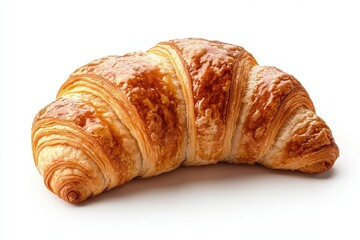 Freshly Baked Croissant Isolated on White Background for Bakery Use