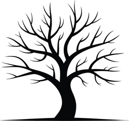 Black bare tree silhouette branches