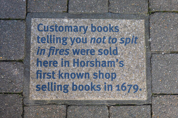 Fototapeta premium Local History Plaque on West Street in Horsham, West Sussex