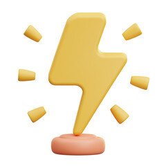 3D lightning bolt icon representing energy, speed, and powerful action in business or innovation