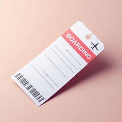 Single White Boarding Ticket for Travel and Journeys Isolated