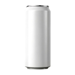 Clean white aluminum beverage can with silver pull tab isolated on transparent background