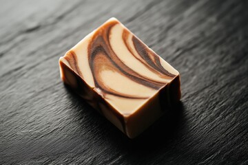 Artisan soap with swirls and patterns, closeup, handmade