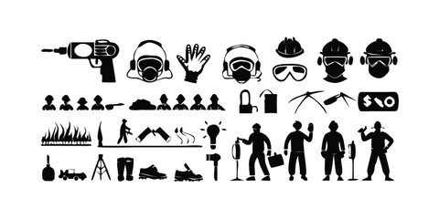 Set of 36 construction and safety icons vector