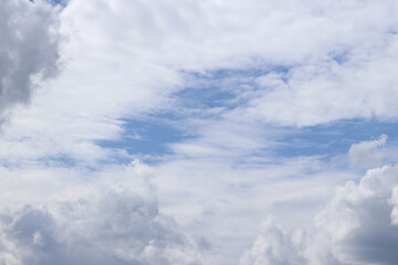 Cloudy sky, sky in gray clouds. Nature background. Weather before rain. Landscape with cloudy sky