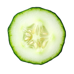 A cucumber slice close up on transparent Background