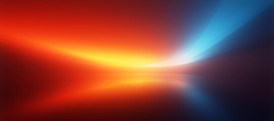 Blurred gradient background with dynamic light streaks transitioning from red and orange to yellow and blue on a dark abstract surface.