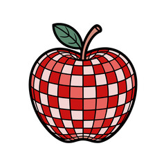 Red Gingham Pattern Apple Illustration