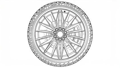 Fototapeta premium Detailed drawing of a tire and wheel