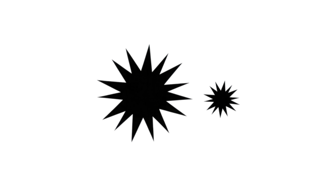 Starburst shapes isolated on a transparent background