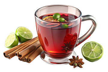 Spiced Citrus Tea with Cinnamon and Clove Garnish in Clear Glass Mug