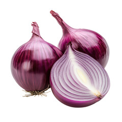 Red onions on black base on transparent Background