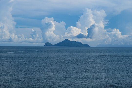 Turtle Island (Guishan Island) Under Blue Sky and Dramatic Clouds