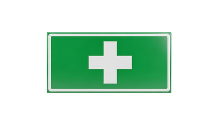 Obraz premium First Aid Sign on White Background Depicting Medical Assistance and Healthcare Services
