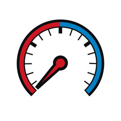 Gauge indicates reading between cold and hot ranges abstract