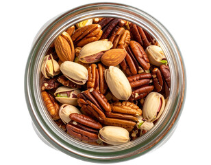  Top View of Glass Jar Brimming with Assorted Nuts, Transparent PNG
