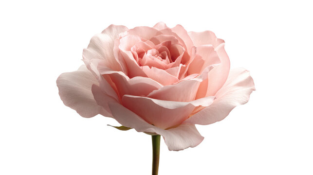 Single pastel pink rose flower in elegant bloom, isolated on transparent 