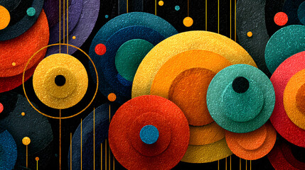 Pattern of colorful abstract circles and geometric accents, HD realistic