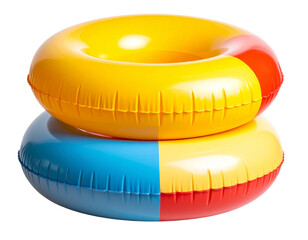 Two Colorful Swim Rings Stacked Close-Up, Isolated on Transparent Background PNG
