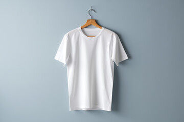 White T-Shirt Mockup Template on Hanger Apparel Clothing Design
