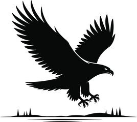 Majestic eagle descending with outstretched wings bird